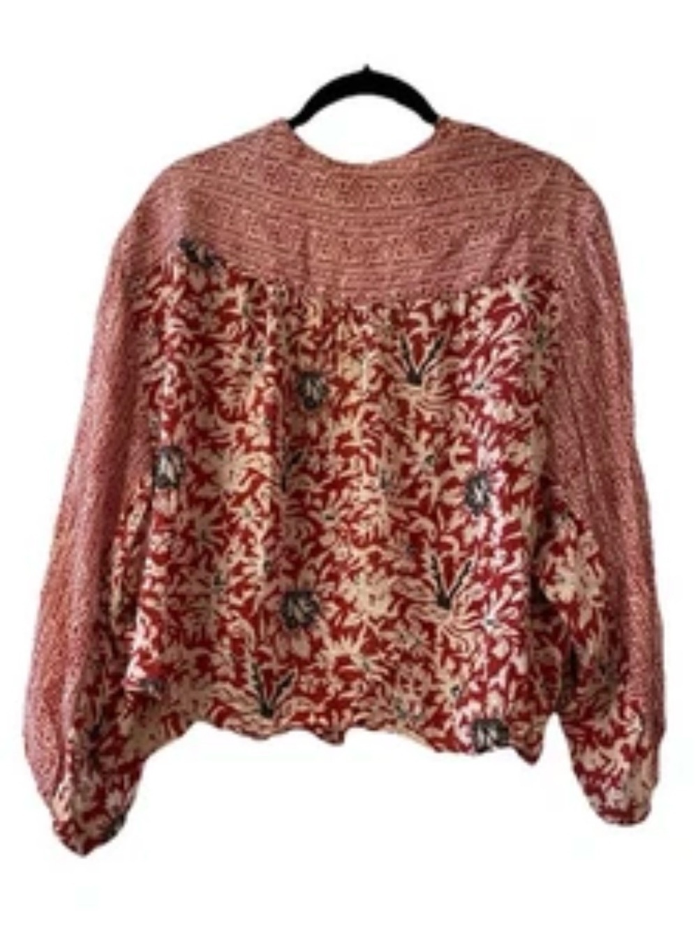 NWOT Free People Sheila's Floral Kimono Lace Tie Open Blouse Mixed print Sz  XS - Picture 8 of 9